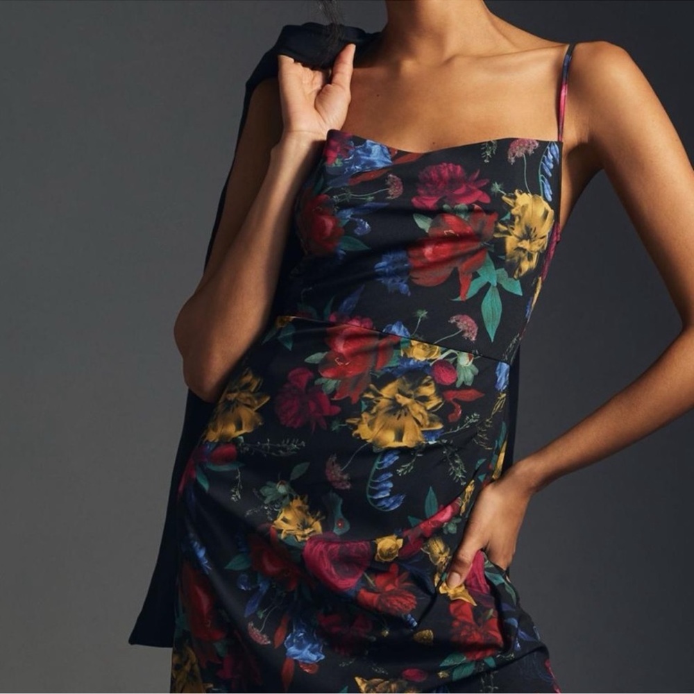 Anthropologie Hutch Floral Pleated Maxi Dress Black Red Size 18W NWT - Picture 3 of 11